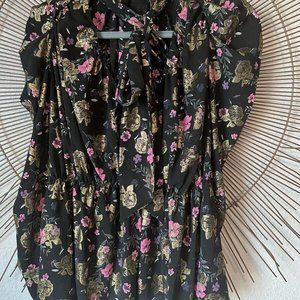 Zara Metallic Detail Floral Blouse